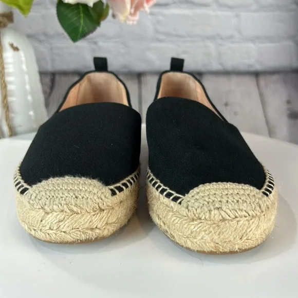J.CREW Black Canvas Slip On Espadrille Flats - Picture 6 of 17